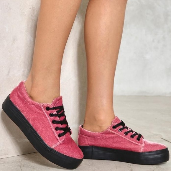 Nasty Gal Shoes - Pink Velvet Sneakers